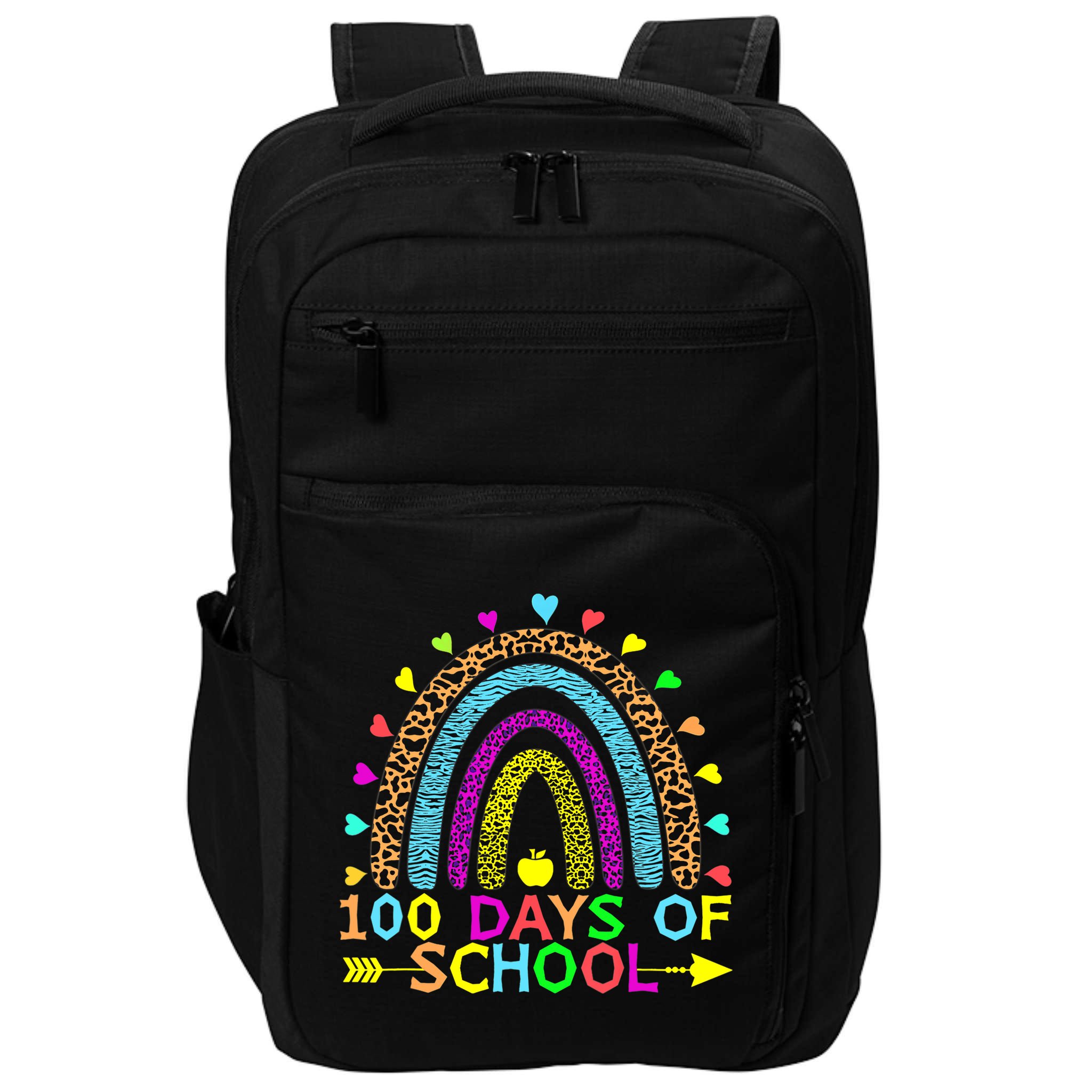 100 Days Of School Teacher Rainbow 100th Day Leopard Student Impact Tech Backpack