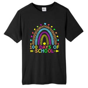 100 Days Of School Teacher Rainbow 100th Day Leopard Student Tall Fusion ChromaSoft Performance T-Shirt