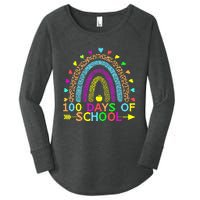 100 Days Of School Teacher Rainbow 100th Day Leopard Student Women's Perfect Tri Tunic Long Sleeve Shirt