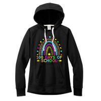 100 Days Of School Teacher Rainbow 100th Day Leopard Student Women's Fleece Hoodie