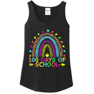 100 Days Of School Teacher Rainbow 100th Day Leopard Student Ladies Essential Tank