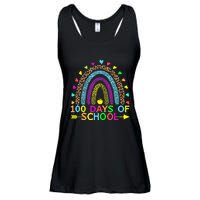 100 Days Of School Teacher Rainbow 100th Day Leopard Student Ladies Essential Flowy Tank