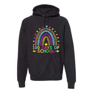 100 Days Of School Teacher Rainbow 100th Day Leopard Student Premium Hoodie