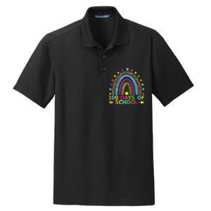 100 Days Of School Teacher Rainbow 100th Day Leopard Student Dry Zone Grid Polo