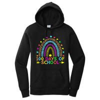 100 Days Of School Teacher Rainbow 100th Day Leopard Student Women's Pullover Hoodie