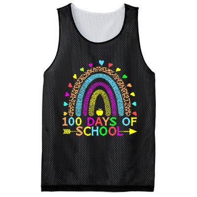 100 Days Of School Teacher Rainbow 100th Day Leopard Student Mesh Reversible Basketball Jersey Tank