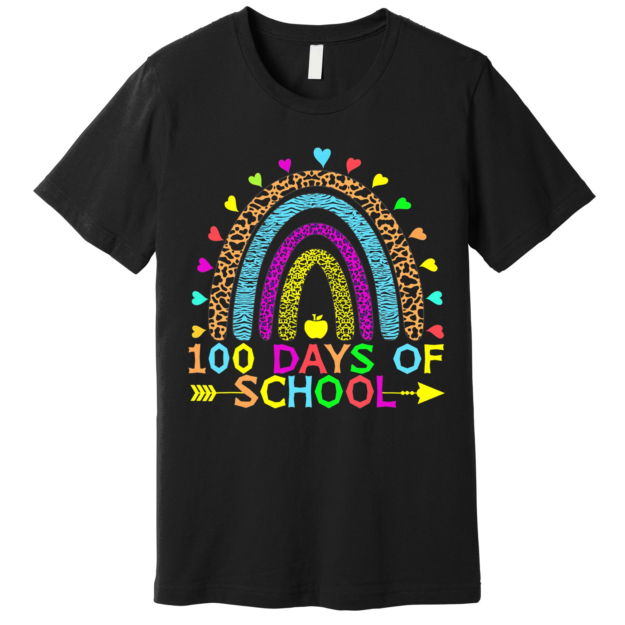 100 Days Of School Teacher Rainbow 100th Day Leopard Student Premium T-Shirt