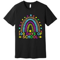 100 Days Of School Teacher Rainbow 100th Day Leopard Student Premium T-Shirt