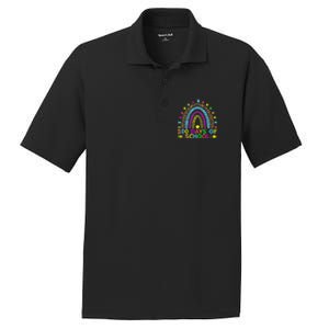 100 Days Of School Teacher Rainbow 100th Day Leopard Student PosiCharge RacerMesh Polo