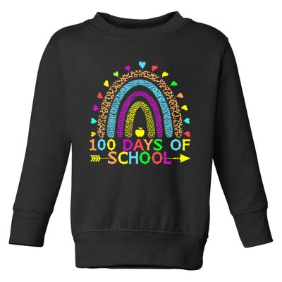 100 Days Of School Teacher Rainbow 100th Day Leopard Student Toddler Sweatshirt