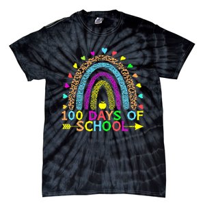 100 Days Of School Teacher Rainbow 100th Day Leopard Student Tie-Dye T-Shirt