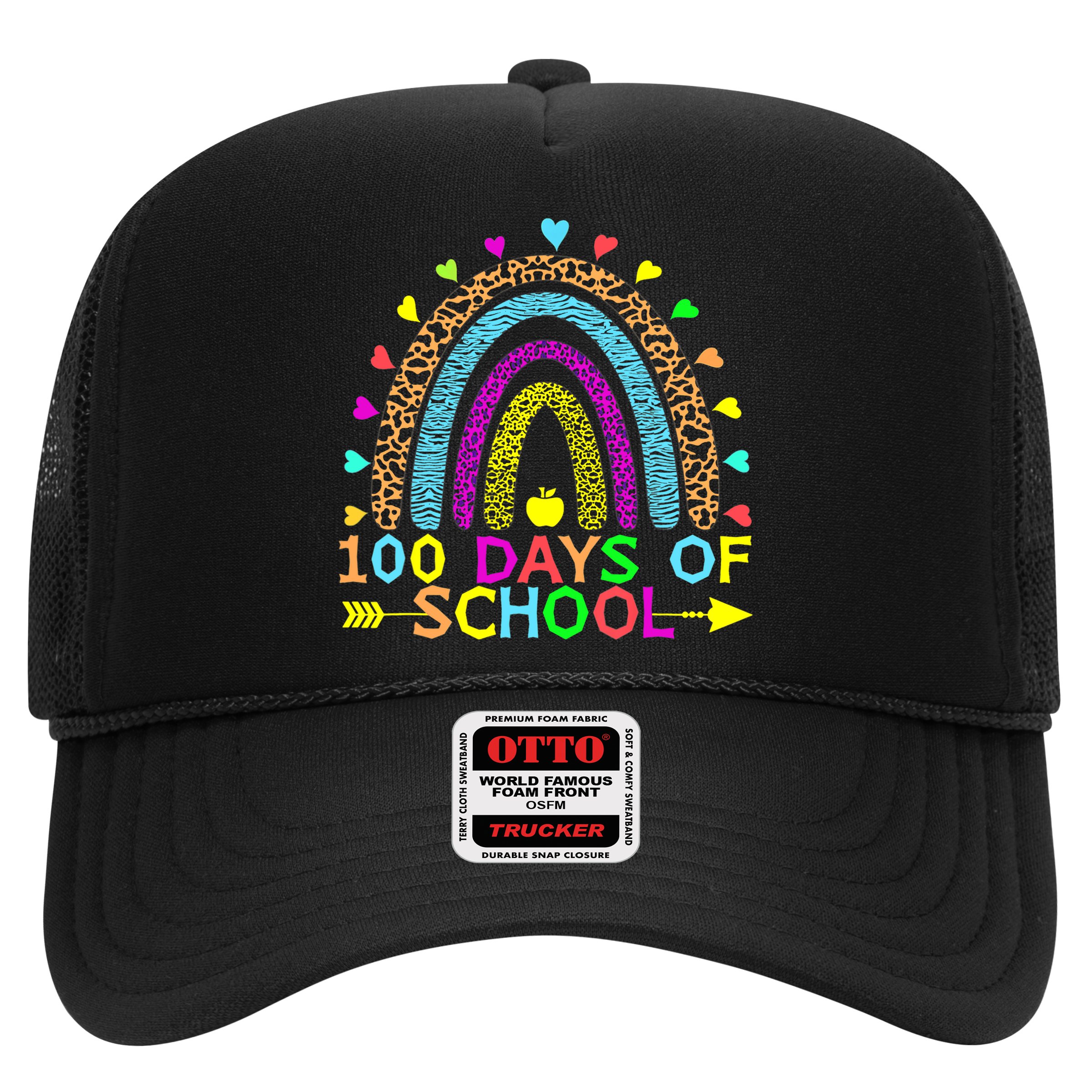 100 Days Of School Teacher Rainbow 100th Day Leopard Student Hat