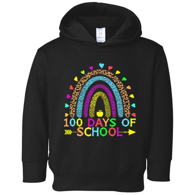 100 Days Of School Teacher Rainbow 100th Day Leopard Student Toddler Hoodie