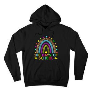 100 Days Of School Teacher Rainbow 100th Day Leopard Student Tall Hoodie