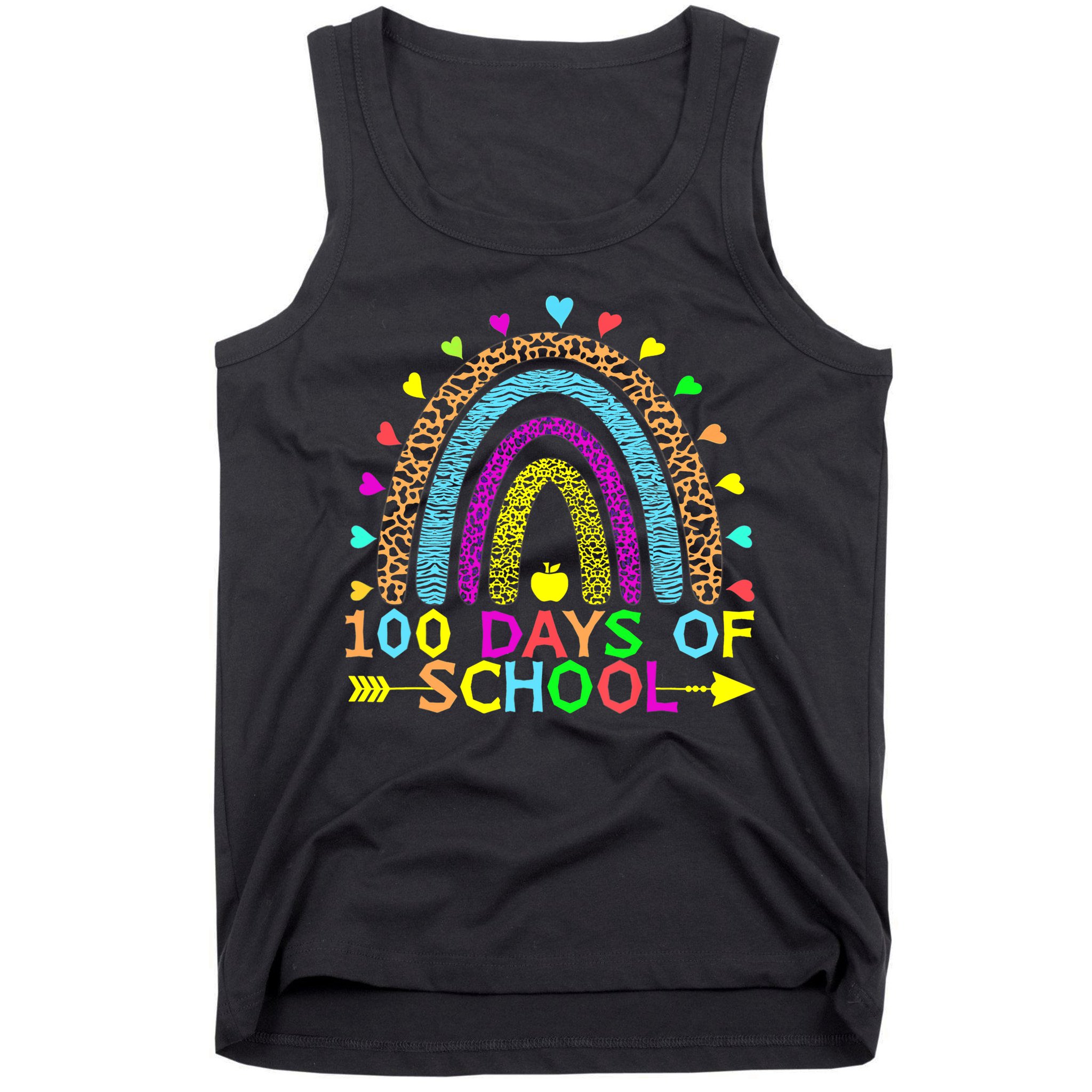 100 Days Of School Teacher Rainbow 100th Day Leopard Student Tank Top