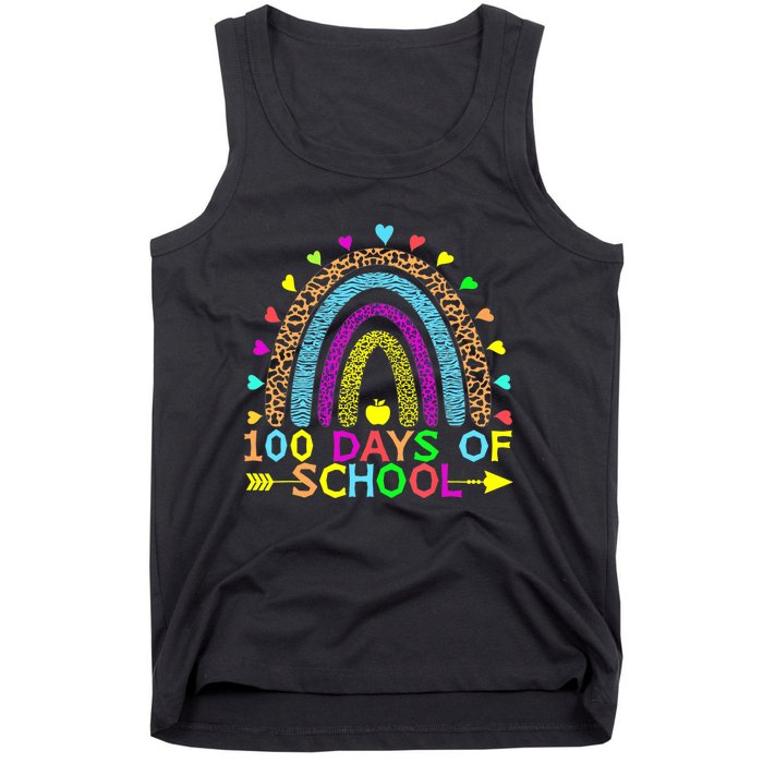 100 Days Of School Teacher Rainbow 100th Day Leopard Student Tank Top