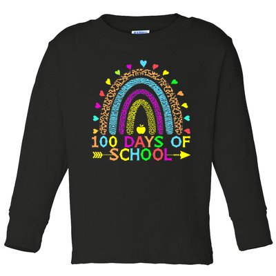 100 Days Of School Teacher Rainbow 100th Day Leopard Student Toddler Long Sleeve Shirt