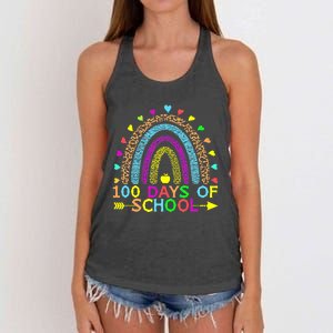 100 Days Of School Teacher Rainbow 100th Day Leopard Student Women's Knotted Racerback Tank