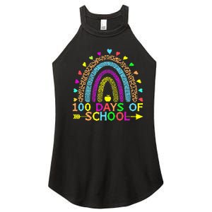 100 Days Of School Teacher Rainbow 100th Day Leopard Student Women's Perfect Tri Rocker Tank