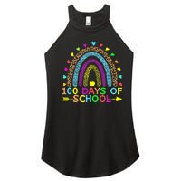 100 Days Of School Teacher Rainbow 100th Day Leopard Student Women's Perfect Tri Rocker Tank