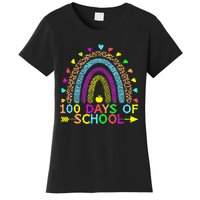 100 Days Of School Teacher Rainbow 100th Day Leopard Student Women's T-Shirt