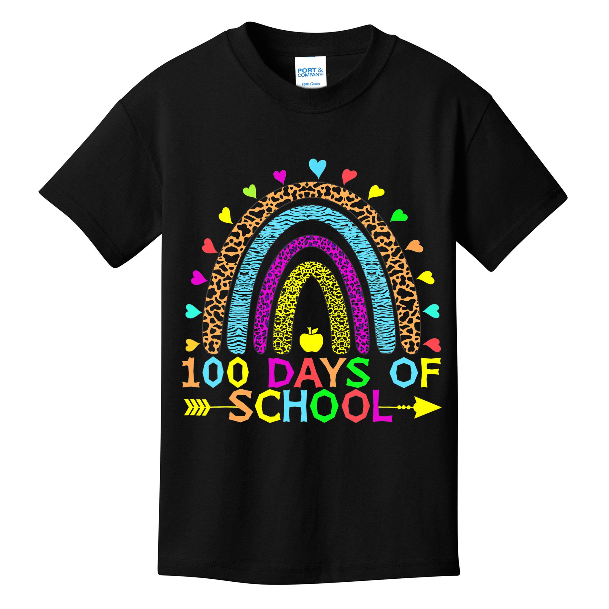 100 Days Of School Teacher Rainbow 100th Day Leopard Student Kids T-Shirt