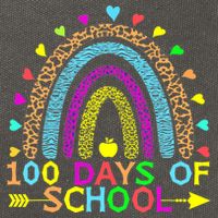 100 Days Of School Teacher Rainbow 100th Day Leopard Student Cotton Canvas Backpack