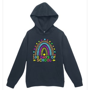 100 Days Of School Teacher Rainbow 100th Day Leopard Student Urban Pullover Hoodie