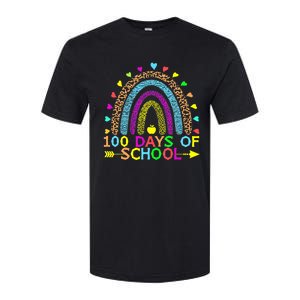 100 Days Of School Teacher Rainbow 100th Day Leopard Student Softstyle CVC T-Shirt