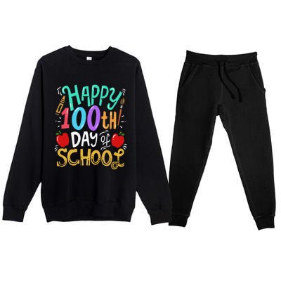 100 Days Of School Teacher Gift Premium Crewneck Sweatsuit Set