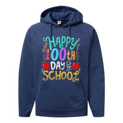 100 Days Of School Teacher Gift Performance Fleece Hoodie