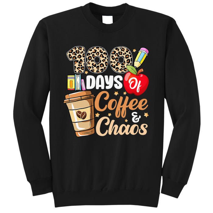 100 Days Of Coffee And Chaos 100th Day Of School Leopard Sweatshirt