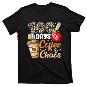 100 Days Of Coffee And Chaos 100th Day Of School Leopard T-Shirt