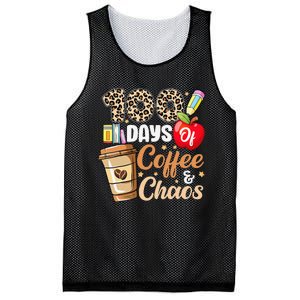 100 Days Of Coffee And Chaos 100th Day Of School Leopard Mesh Reversible Basketball Jersey Tank