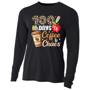 100 Days Of Coffee And Chaos 100th Day Of School Leopard Cooling Performance Long Sleeve Crew