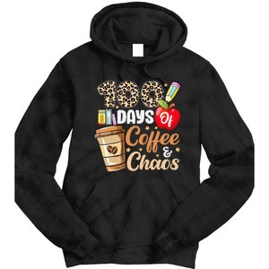 100 Days Of Coffee And Chaos 100th Day Of School Leopard Tie Dye Hoodie