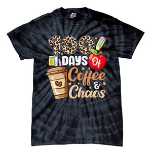 100 Days Of Coffee And Chaos 100th Day Of School Leopard Tie-Dye T-Shirt