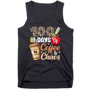 100 Days Of Coffee And Chaos 100th Day Of School Leopard Tank Top