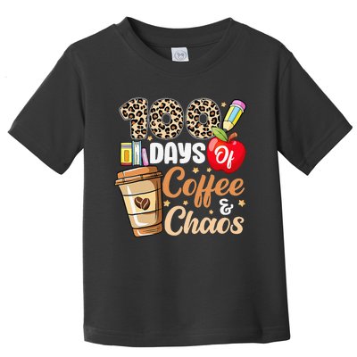 100 Days Of Coffee And Chaos 100th Day Of School Leopard Toddler T-Shirt