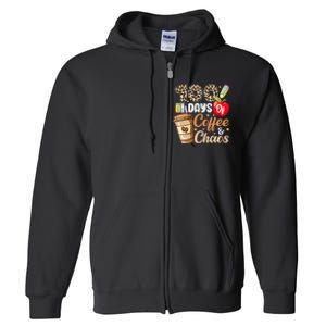 100 Days Of Coffee And Chaos 100th Day Of School Leopard Full Zip Hoodie