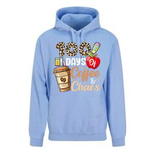 100 Days Of Coffee And Chaos 100th Day Of School Leopard Unisex Surf Hoodie