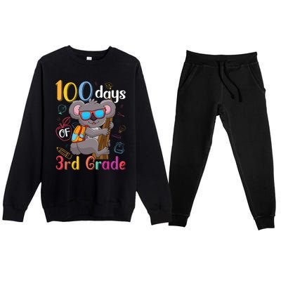 100 Days Of 3Rd Grade Koala 100Th Day School Third Grade Gift Premium Crewneck Sweatsuit Set