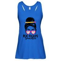 100th Day Of School Meaningful Gift 100 Days Smarter Messy Bun Hair Great Gift Ladies Essential Flowy Tank