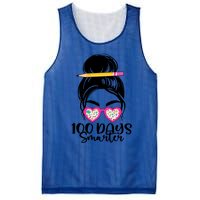 100th Day Of School Meaningful Gift 100 Days Smarter Messy Bun Hair Great Gift Mesh Reversible Basketball Jersey Tank