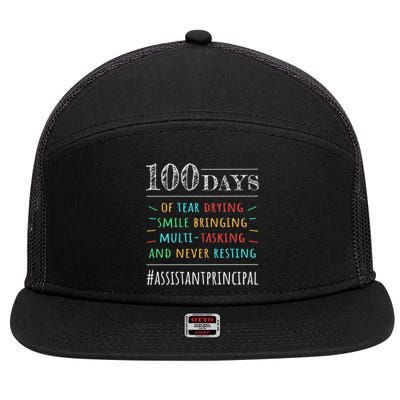 100 Days Of School Assistant Principal Cute Gift 7 Panel Mesh Trucker Snapback Hat