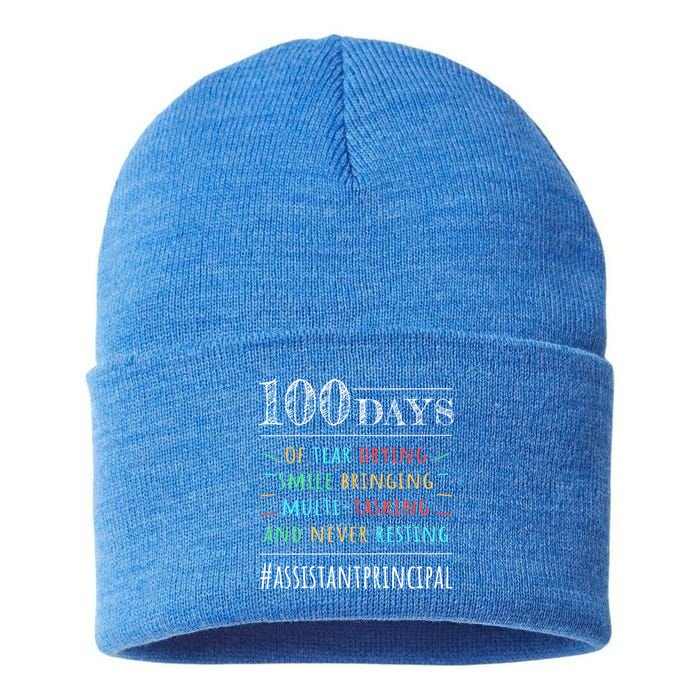 100 Days Of School Assistant Principal Cute Gift Sustainable Knit Beanie