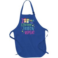 100 Days Of Coffee Teach Repeatfunny Gift 100th Day Of School Teacher Gift Full-Length Apron With Pockets