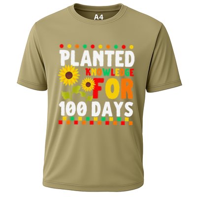 100 Days Of School Knowledge Sunflower Lovers For Cooling Performance Crew T-Shirt