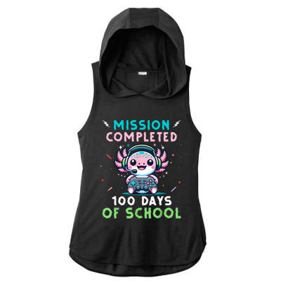 100 Days Of School 100th Day Of School Gamer Axolotl Ladies PosiCharge Tri-Blend Wicking Draft Hoodie Tank