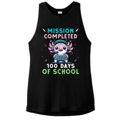 100 Days Of School 100th Day Of School Gamer Axolotl Ladies PosiCharge Tri-Blend Wicking Tank